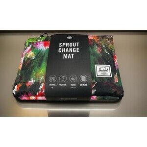 Herschel Supply Co. Baby Sprout Change Mat Black Watercolor Floral Design